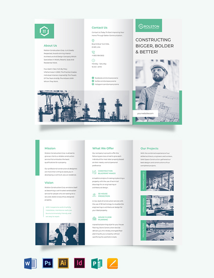 construction frim tri fold brochure template