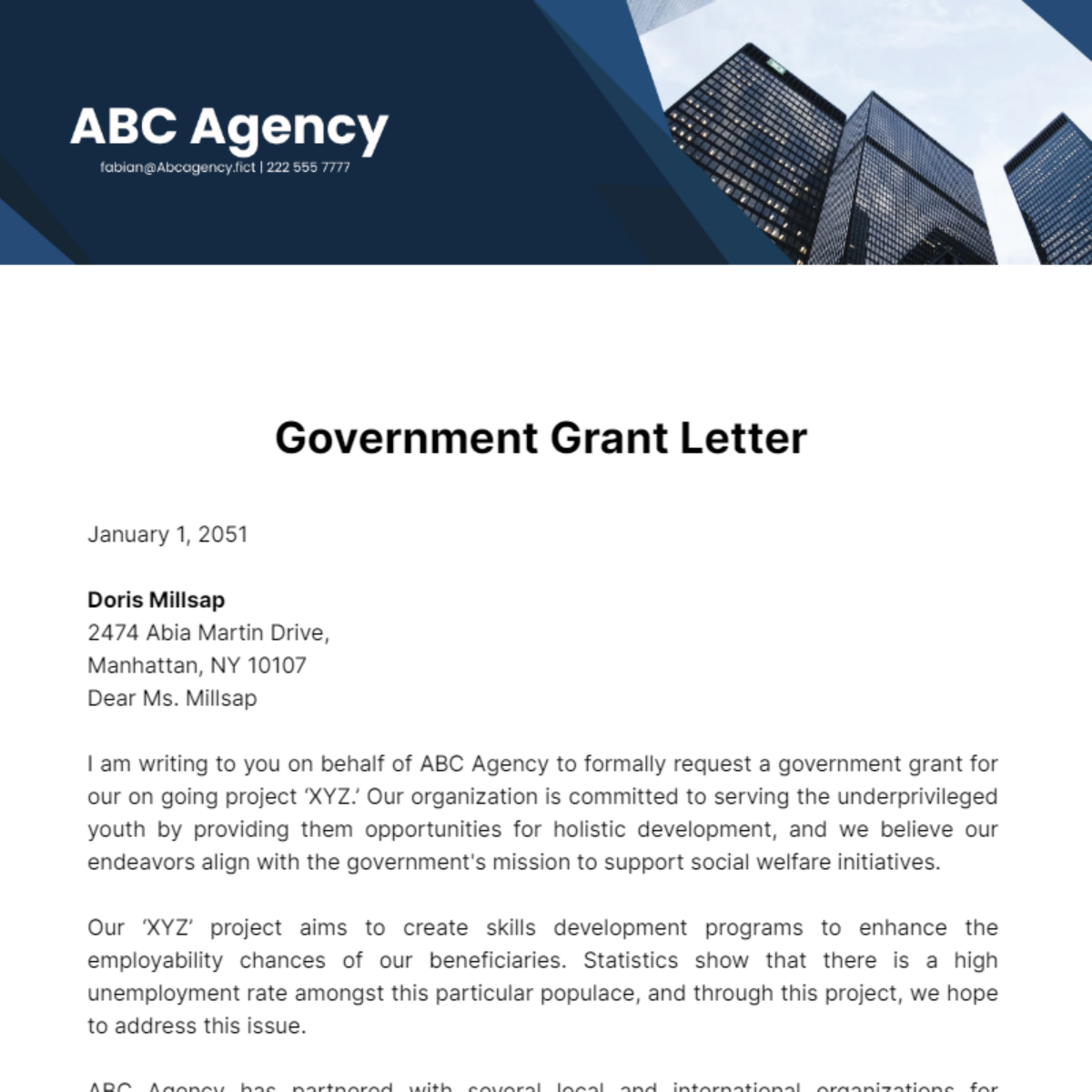 Free Government Grant Letter Template