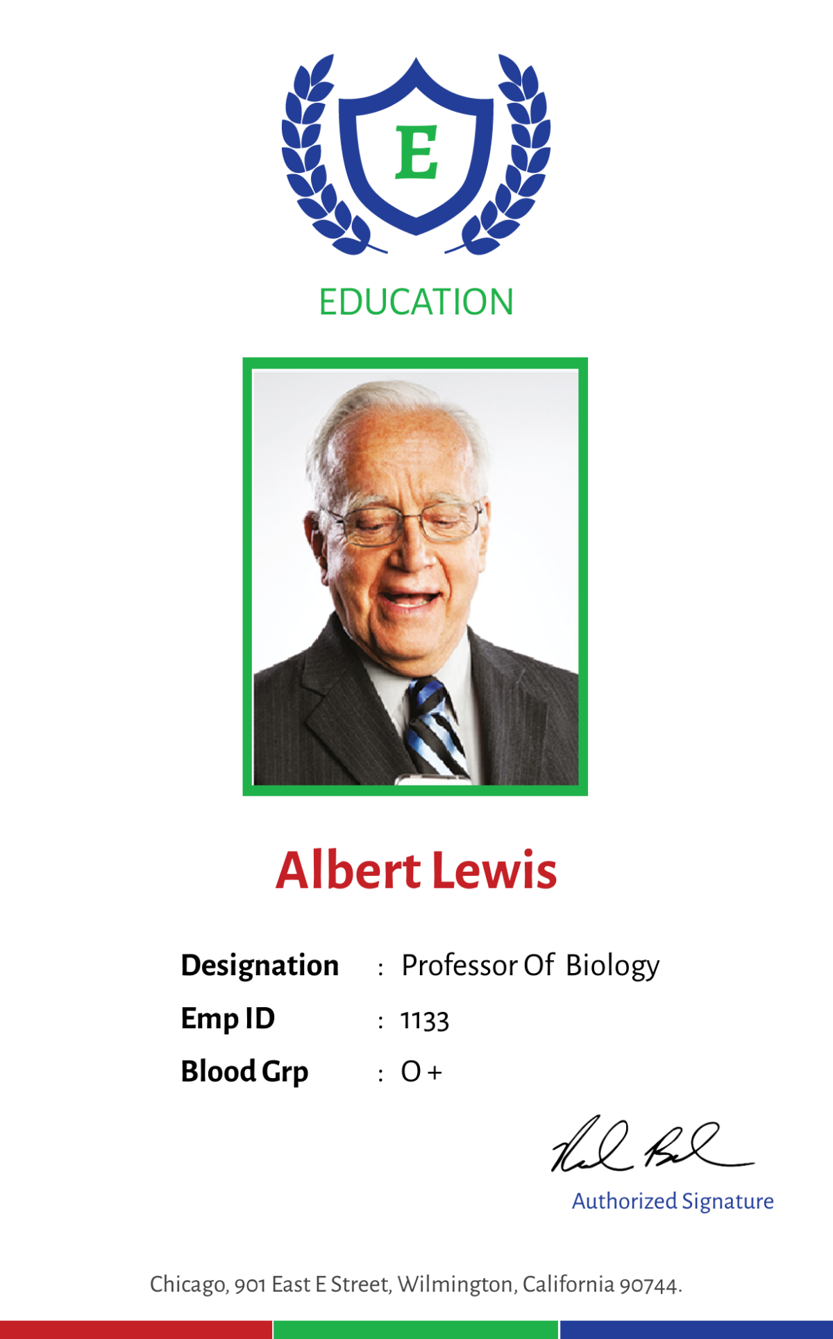 Education Identity Card Template
