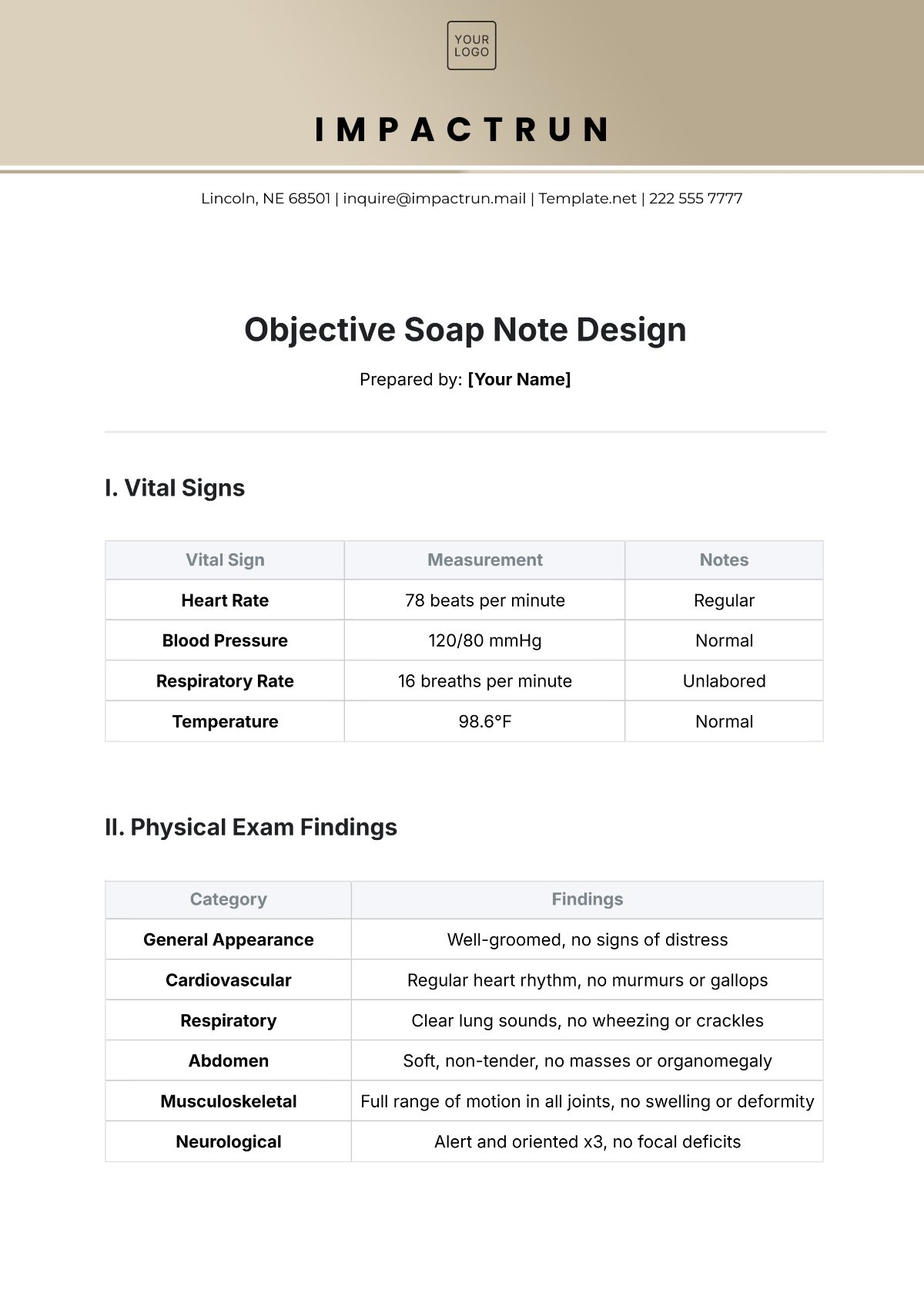 Objective Soap Note Design Template - Edit Online & Download