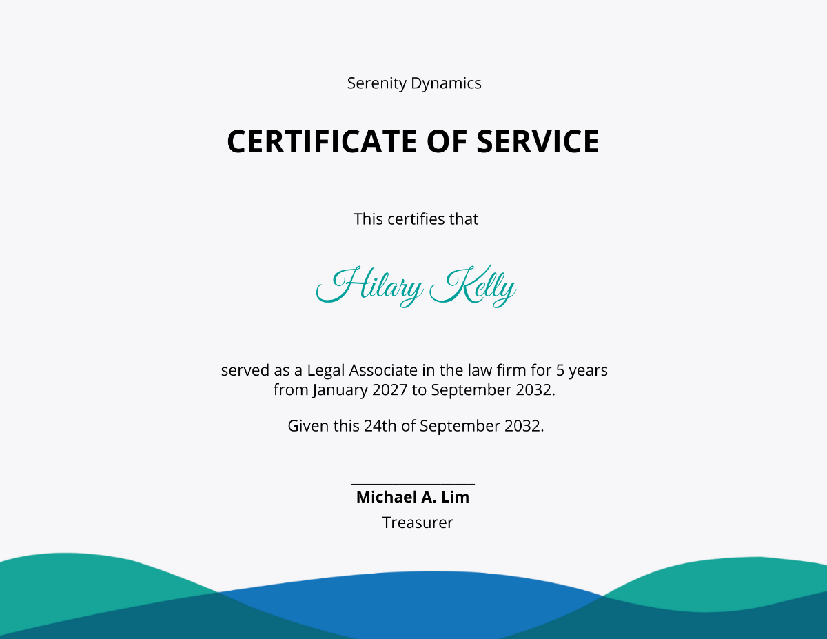 Legal Certificate of Service