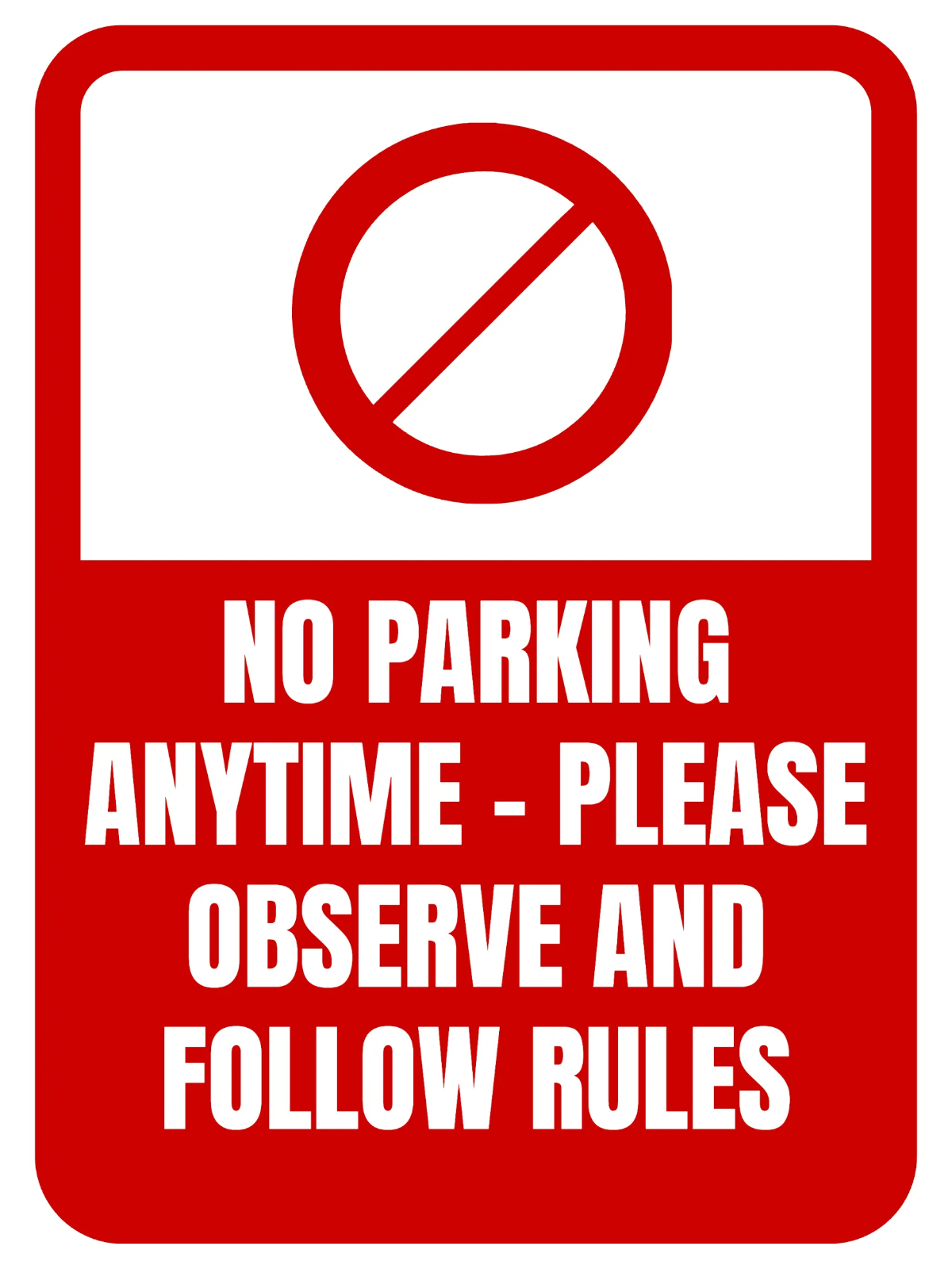 No Parking Signs - 9x12 Inch Plastic Weatherproof Signs, 4 Pack