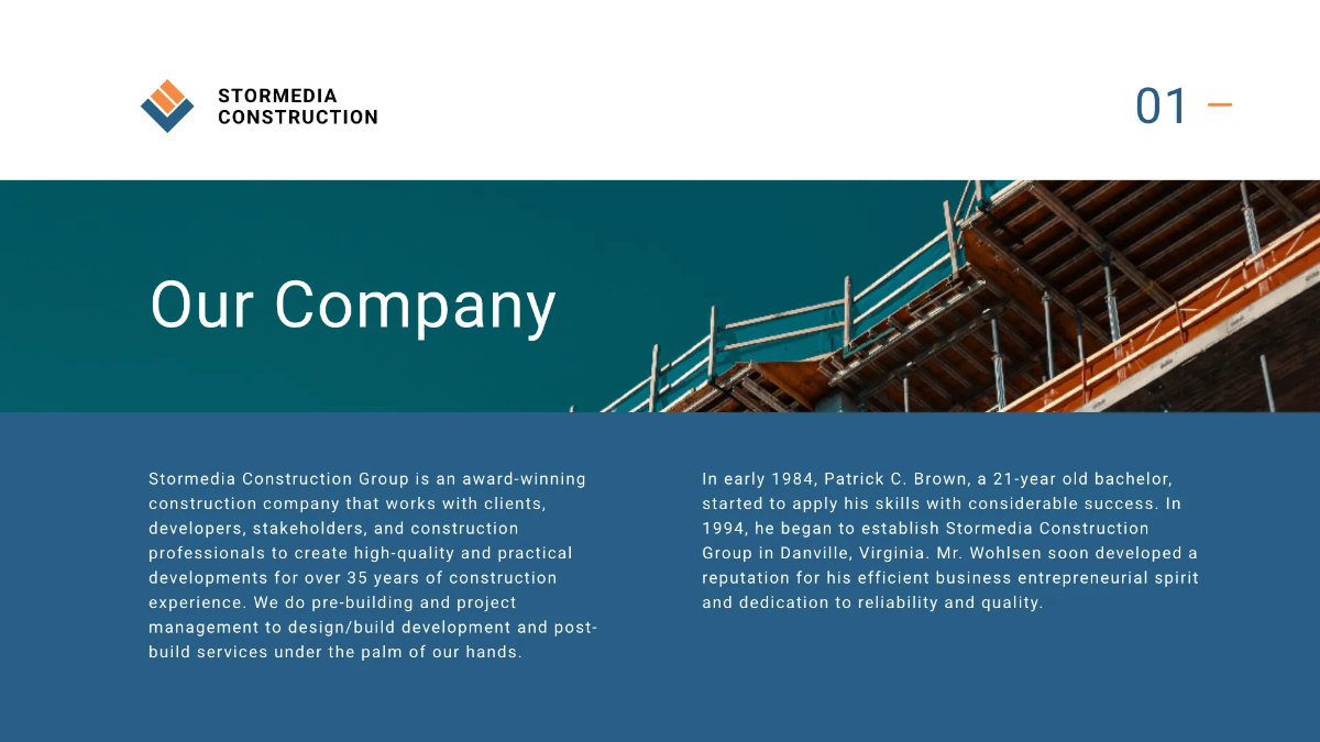 Free Sample Construction Presentation Template to Edit Online