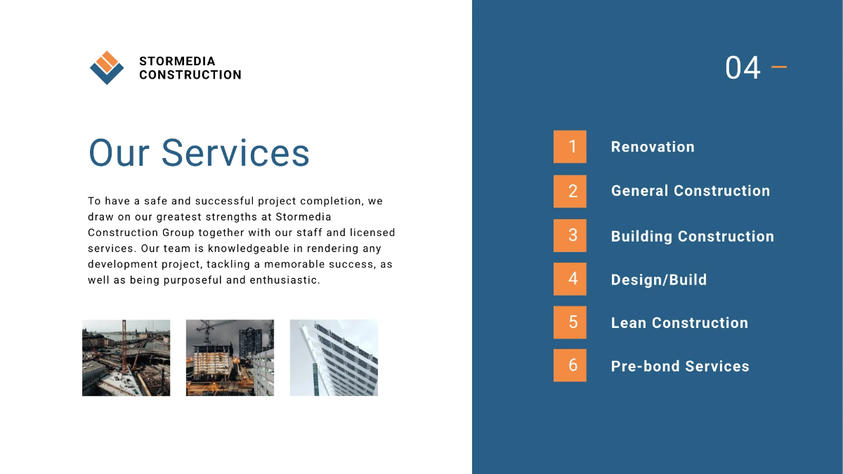 Free Sample Construction Presentation Template to Edit Online