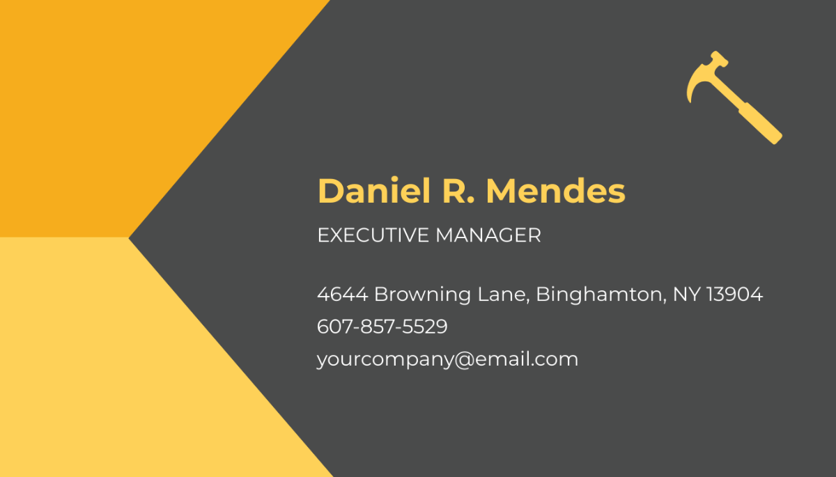 Basic Construction Business Card Template
