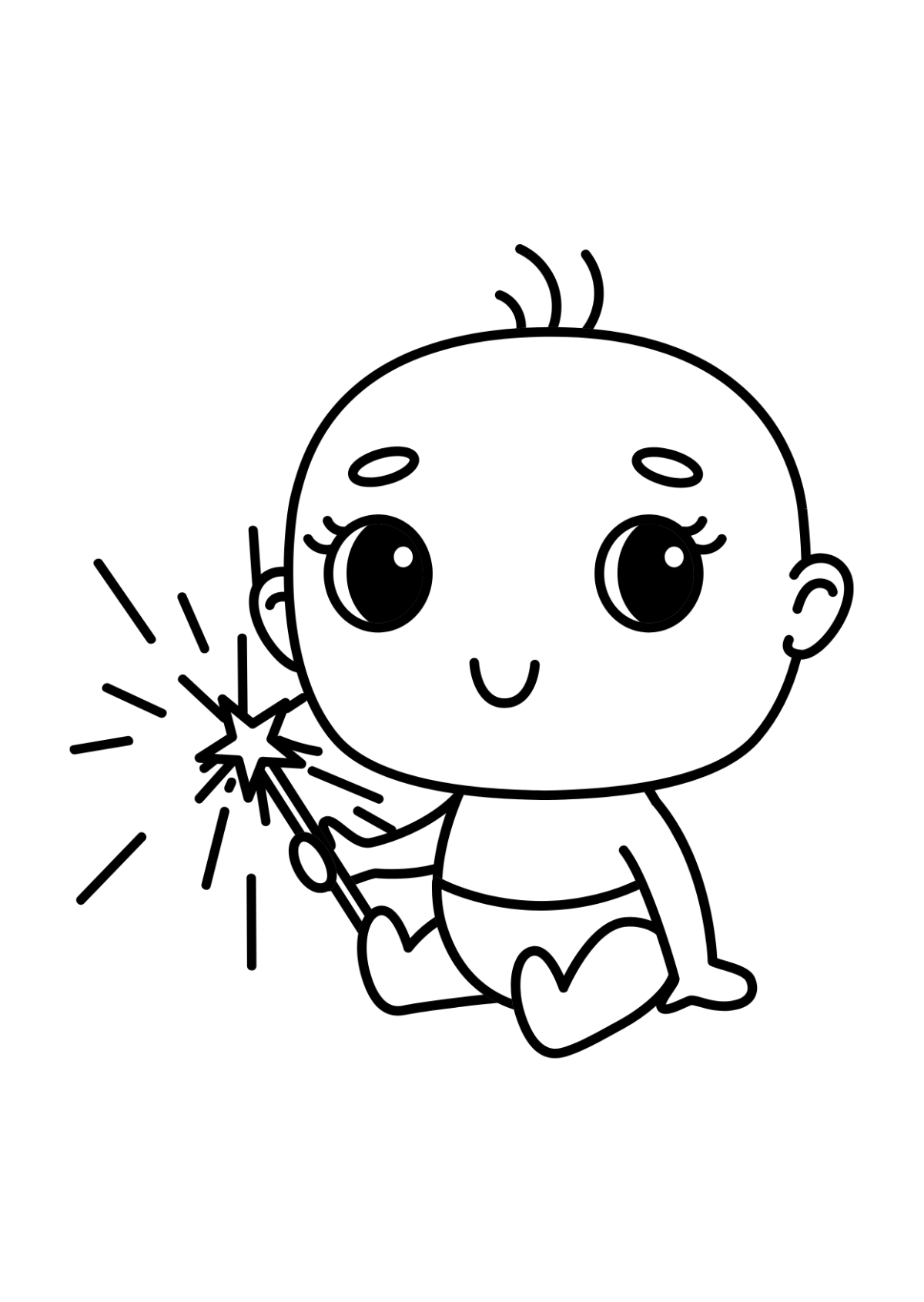 New Year Baby Drawing Template