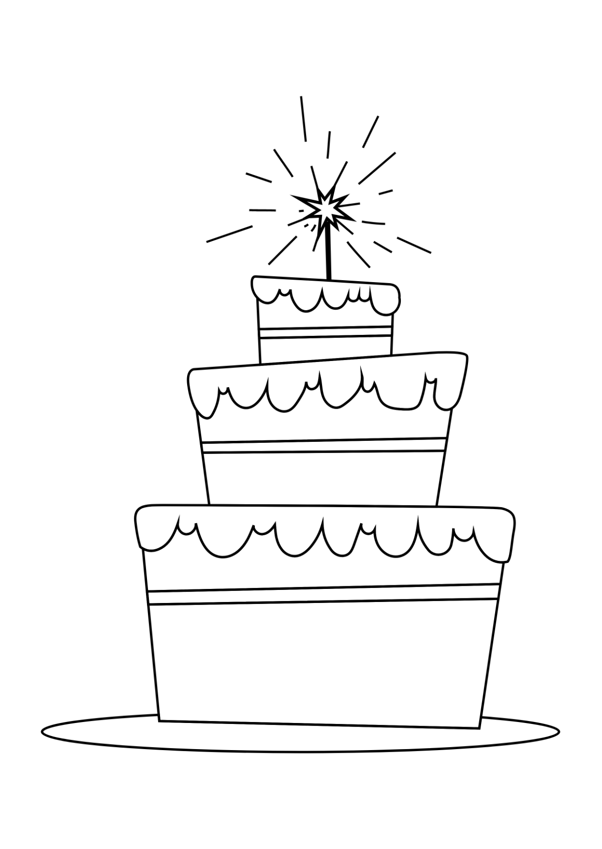 Free New Year Cake Drawing Template