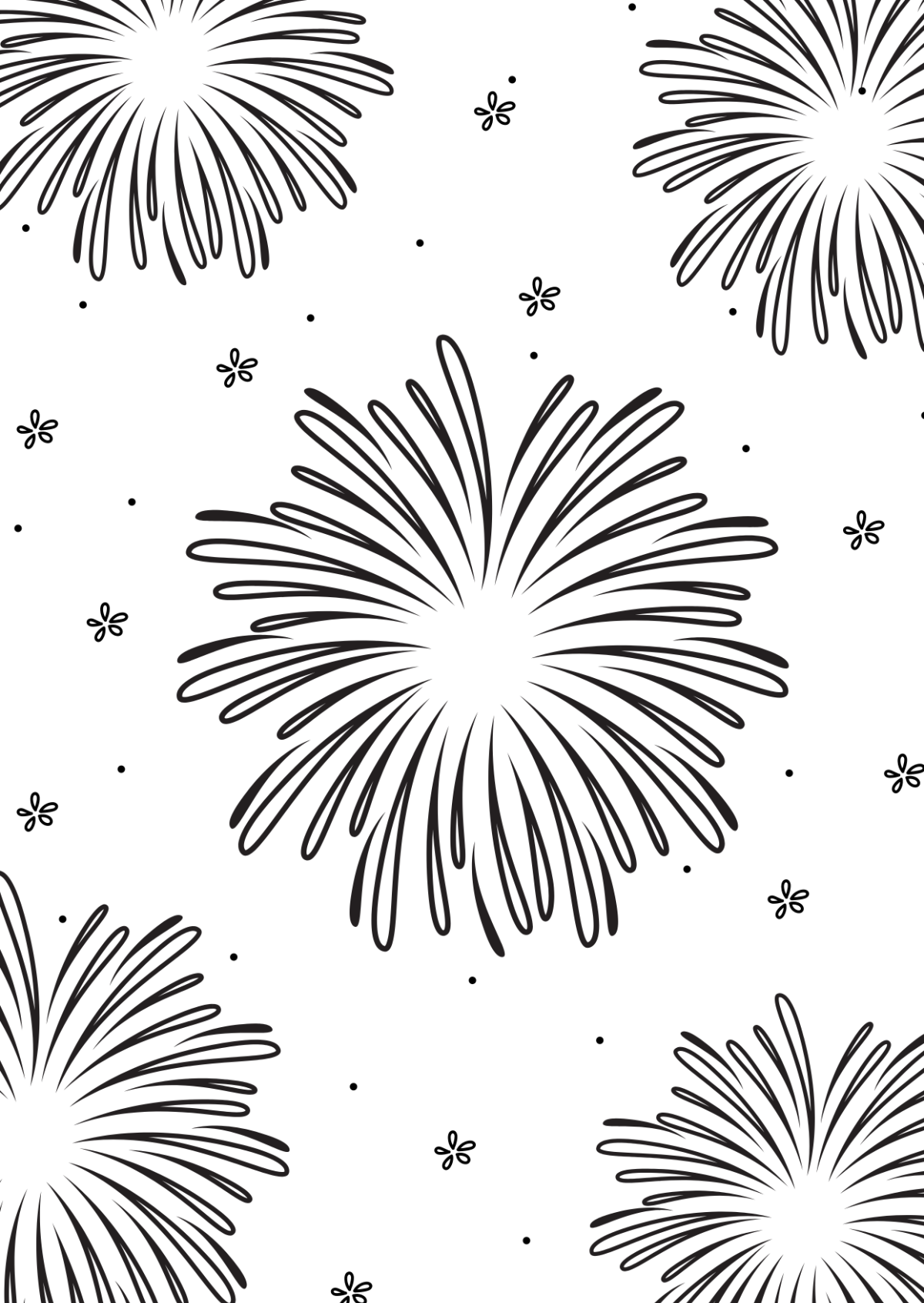 New Year Flower Drawing Template