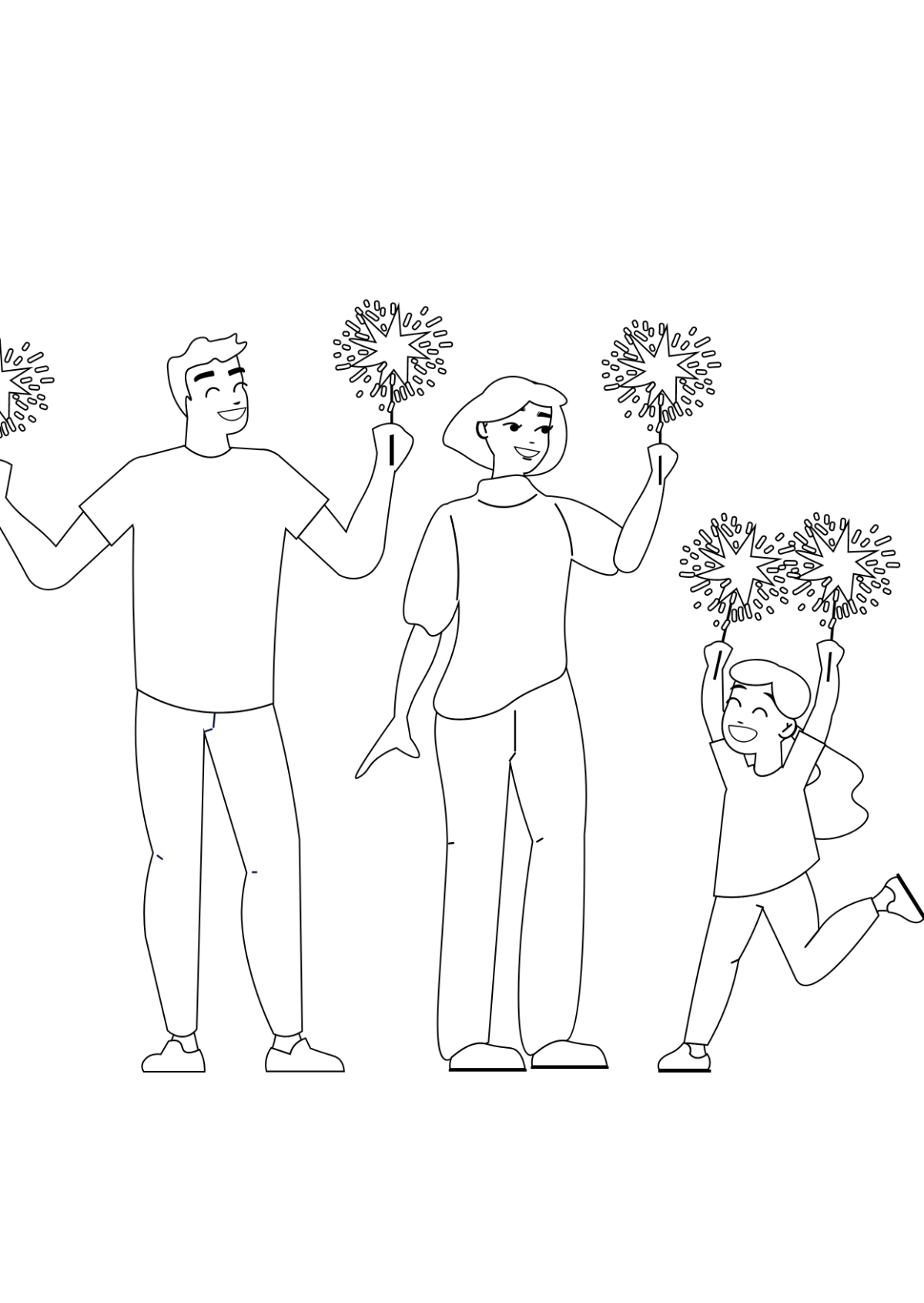 Free New Year Drawing with Family Template