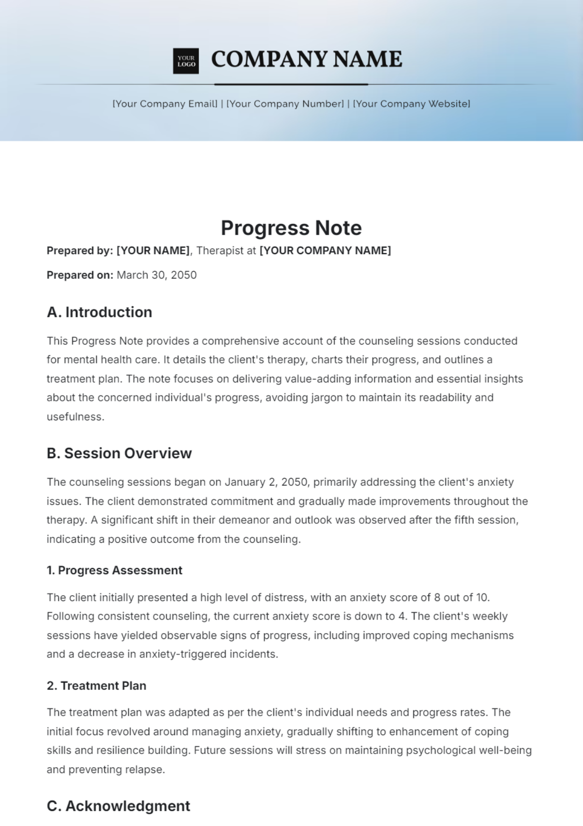 Counseling Progress Note Template - Edit Online & Download