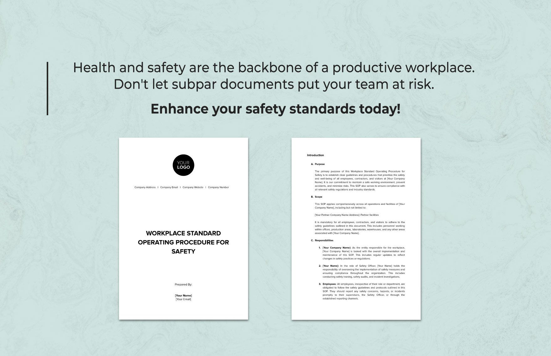 Workplace Standard Operating Procedure for Safety Template