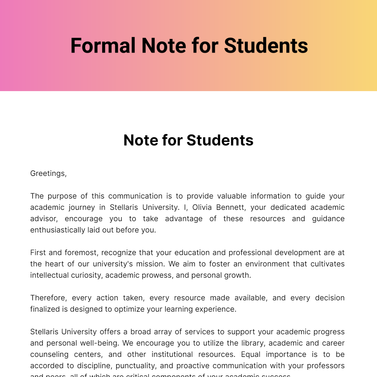 Formal Note for Students Template