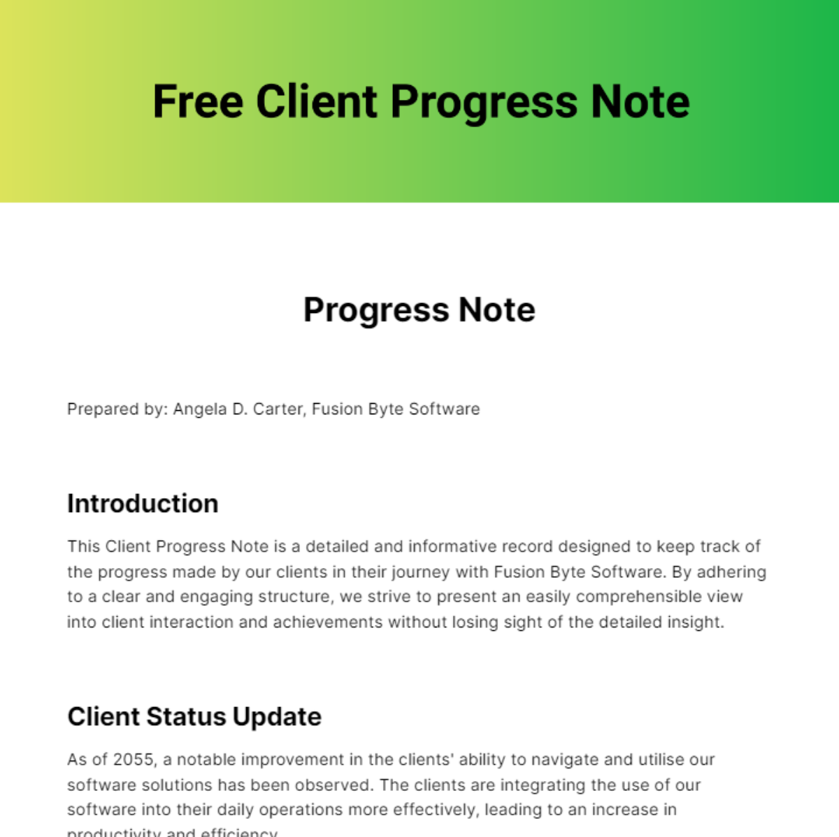 Client Progress Note Template