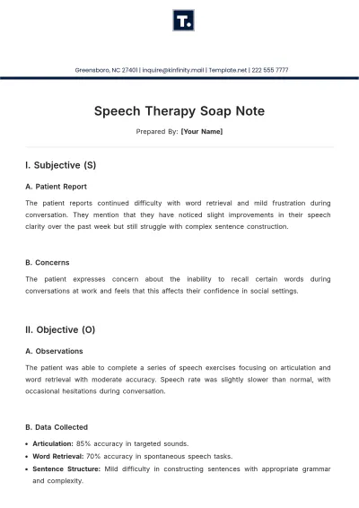 Free Speech Therapy Soap Note Template to Edit Online