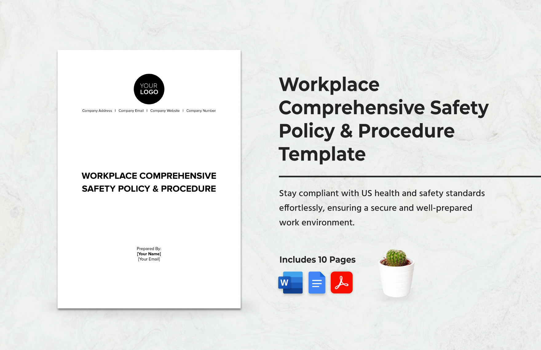 Workplace Comprehensive Safety Policy Procedure Template In Word PDF 