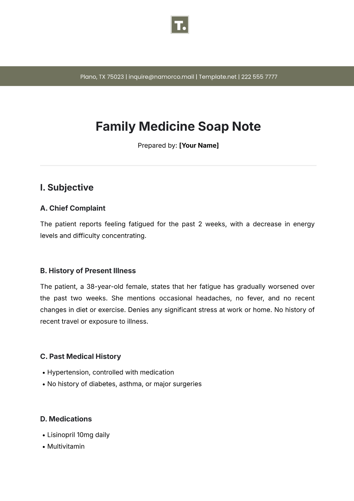 Family Medicine Soap Note Template - Edit Online & Download