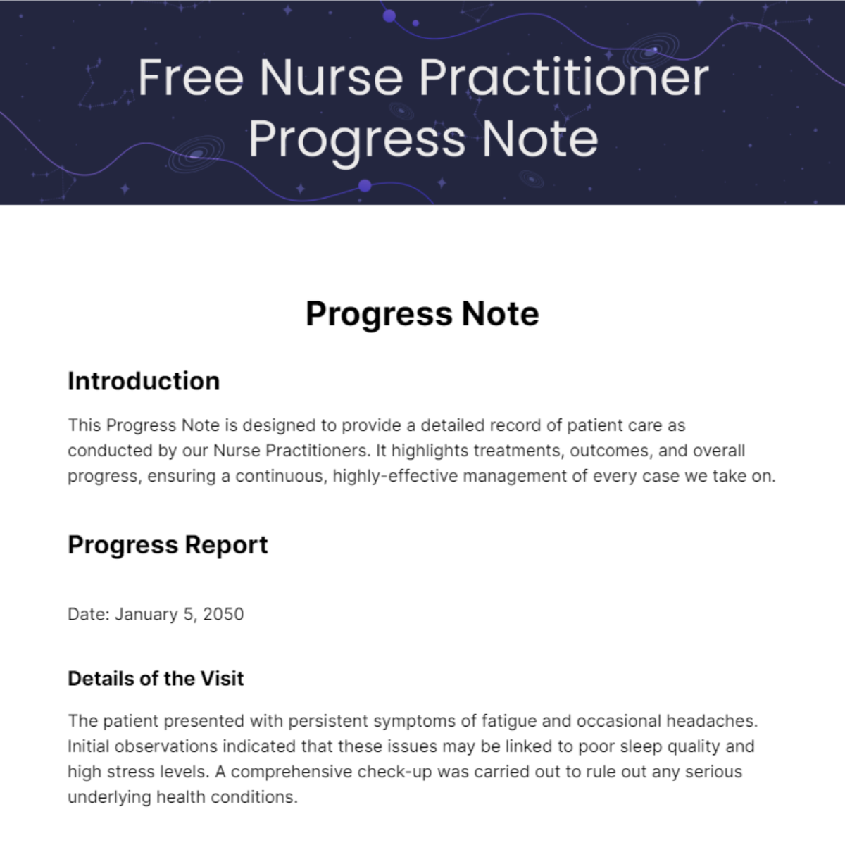 Nurse Practitioner Progress Note Template