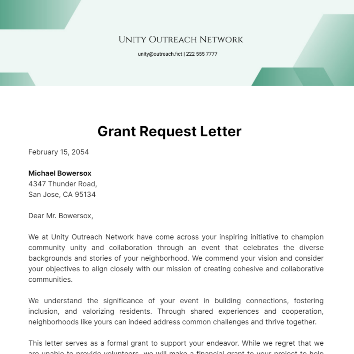 Free Grant Request Letter Template