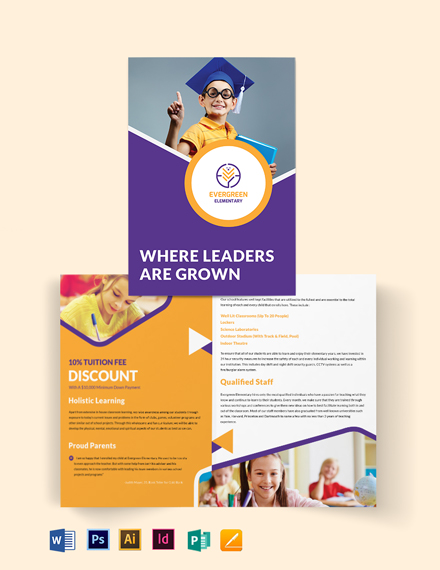 FREE Elementary School Tri-Fold Brochure Template - Word (DOC) | PSD ...