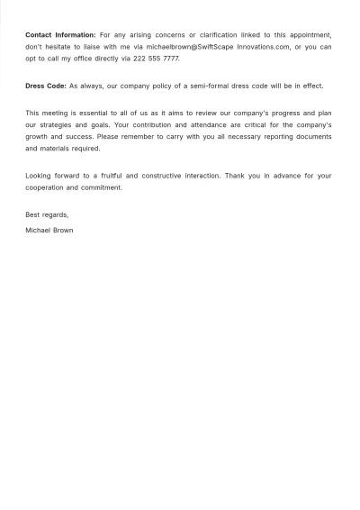 Free Employees Appointment Note Template to Edit Online