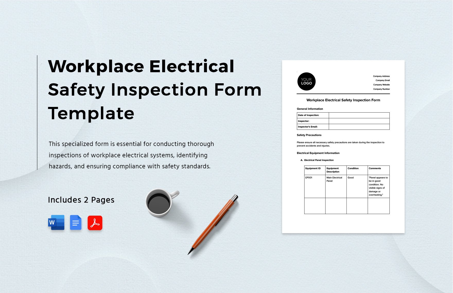 Workplace Electrical Safety Inspection Form Template in Word, Google Docs, PDF