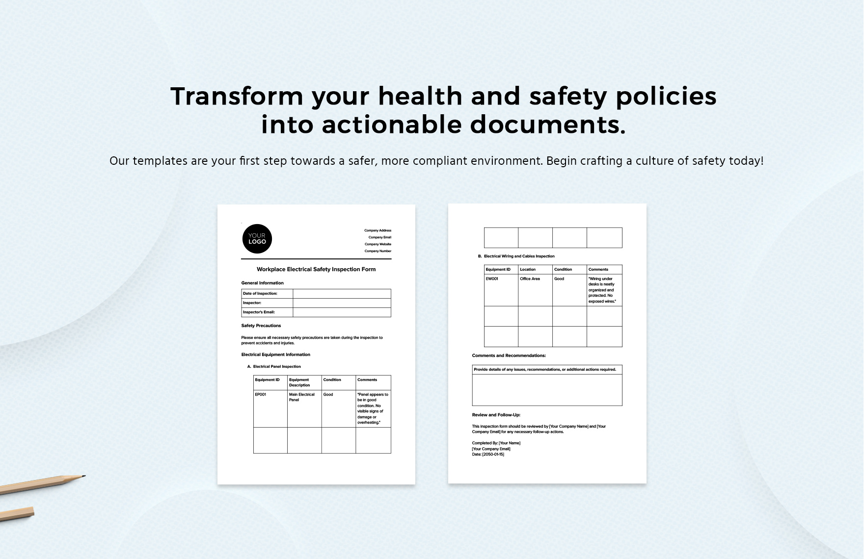 Workplace Electrical Safety Inspection Form Template
