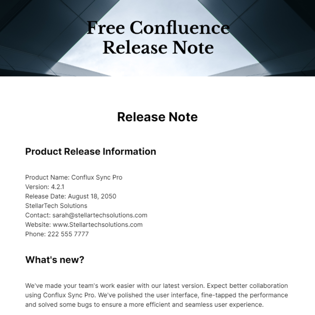 Confluence Release Note Template