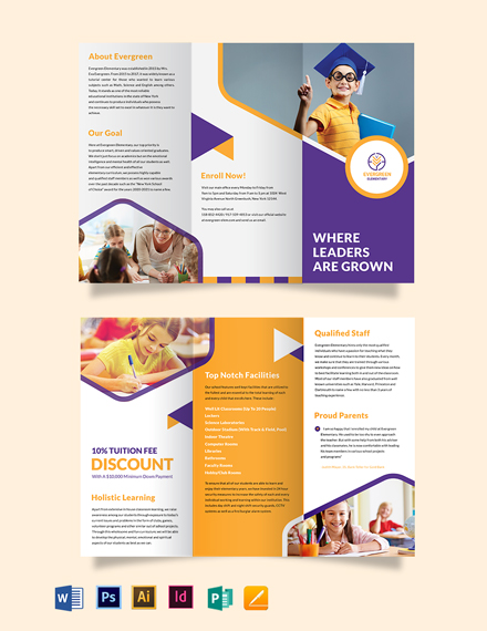 FREE Elementary School Tri-Fold Brochure Template - Word (DOC) | PSD ...