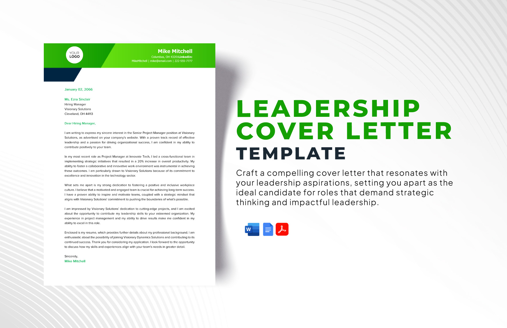 Leadership Cover Letter Template