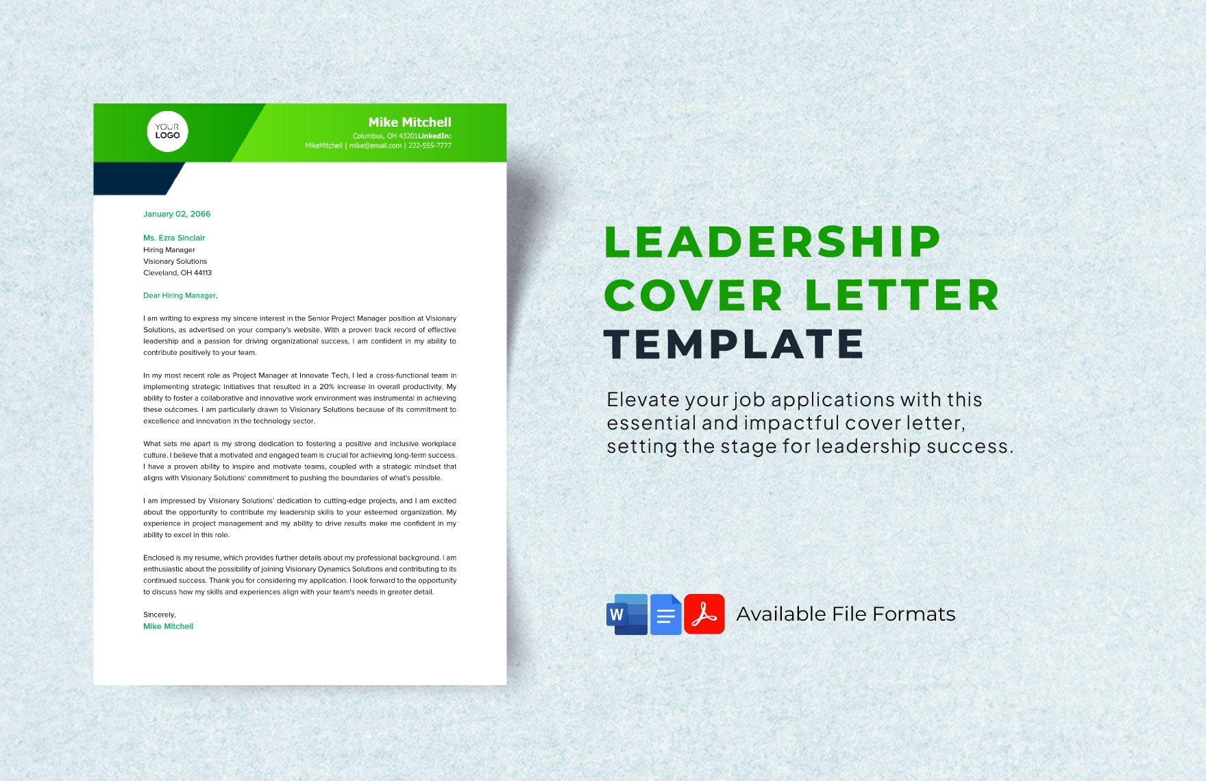 Leadership Cover Letter Template
