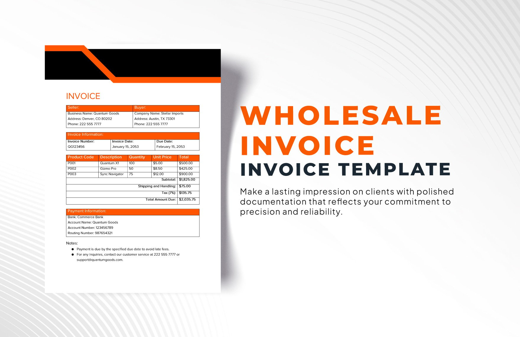 Wholesale Invoice Template