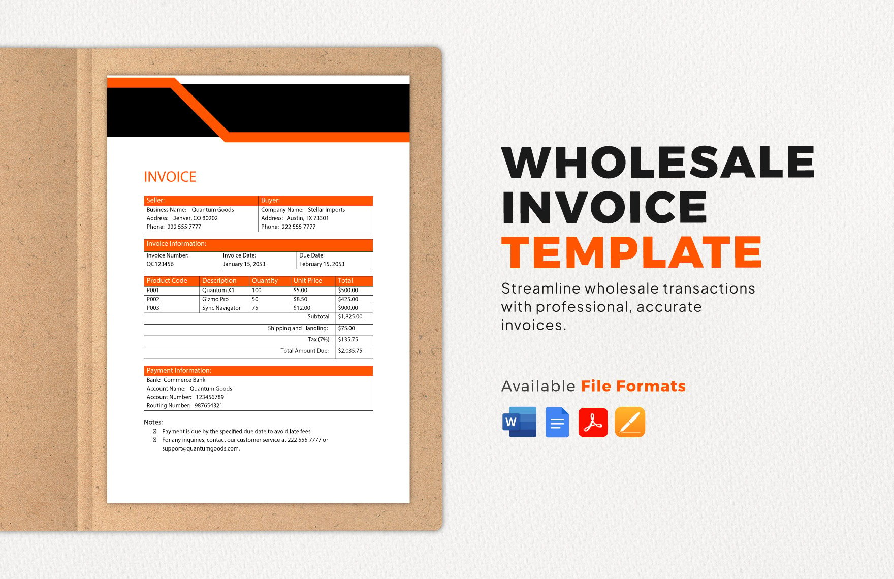 Wholesale Invoice Template