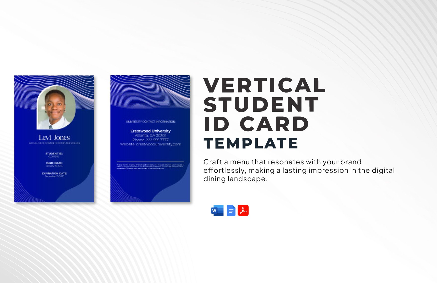 Vertical Student Id Card Template