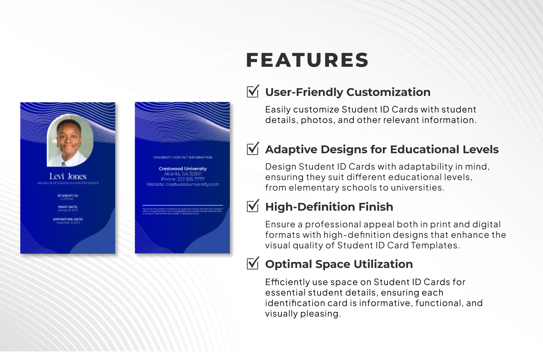 Vertical Student Id Card Template