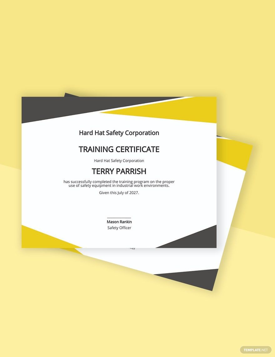 Editable Safety Training Certificate Template in Pages, Illustrator, PSD, Outlook, Word, Publisher, Google Docs - Download | Template.net