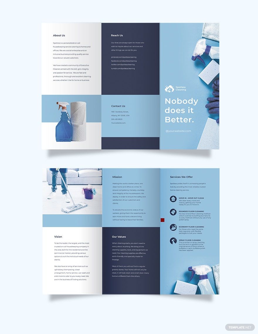 Floor Cleaning Service Tri-Fold Brochure Template