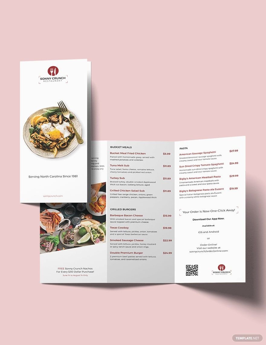 Food and Drink Tri-Fold Brochure Template
