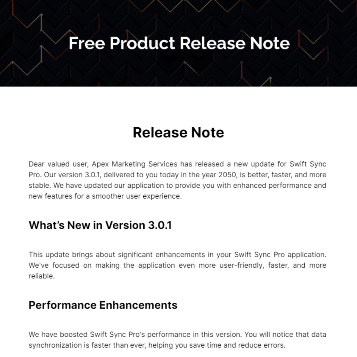 Product Release Note Template
