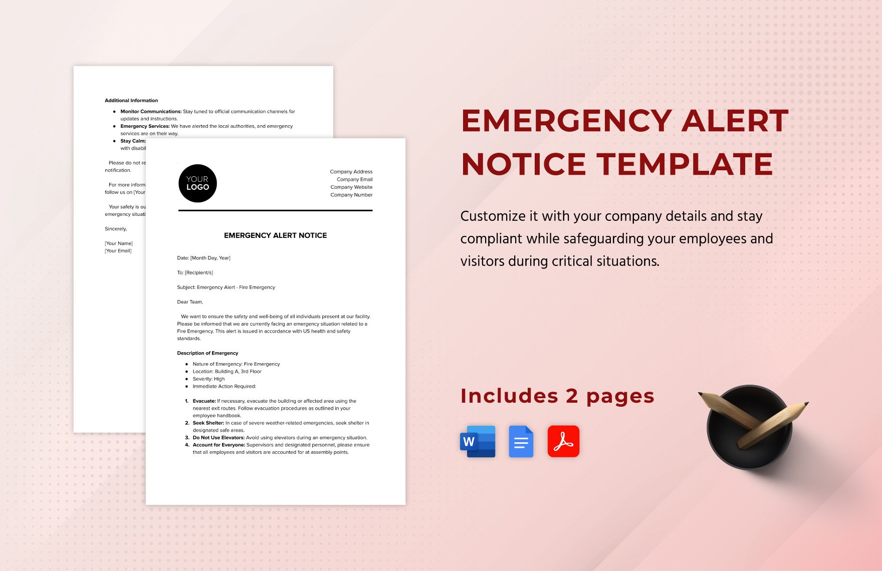Emergency Alert Notice Template