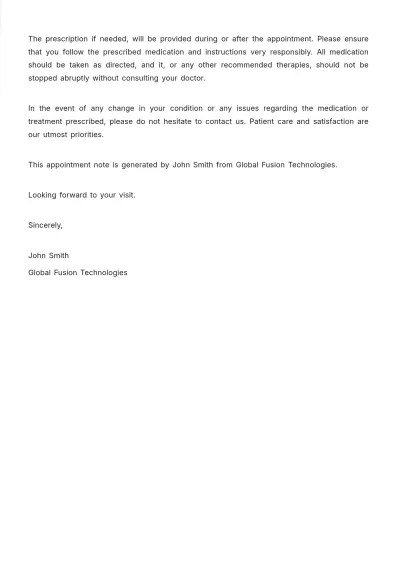 Free Medical Appointment Note Template to Edit Online