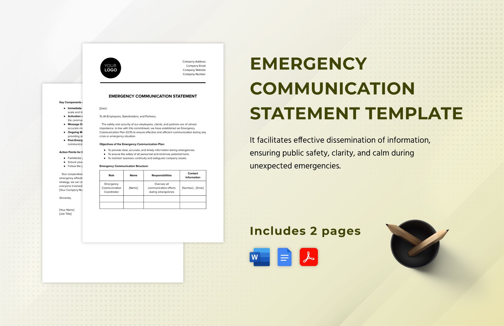 Emergency Communication Statement Template