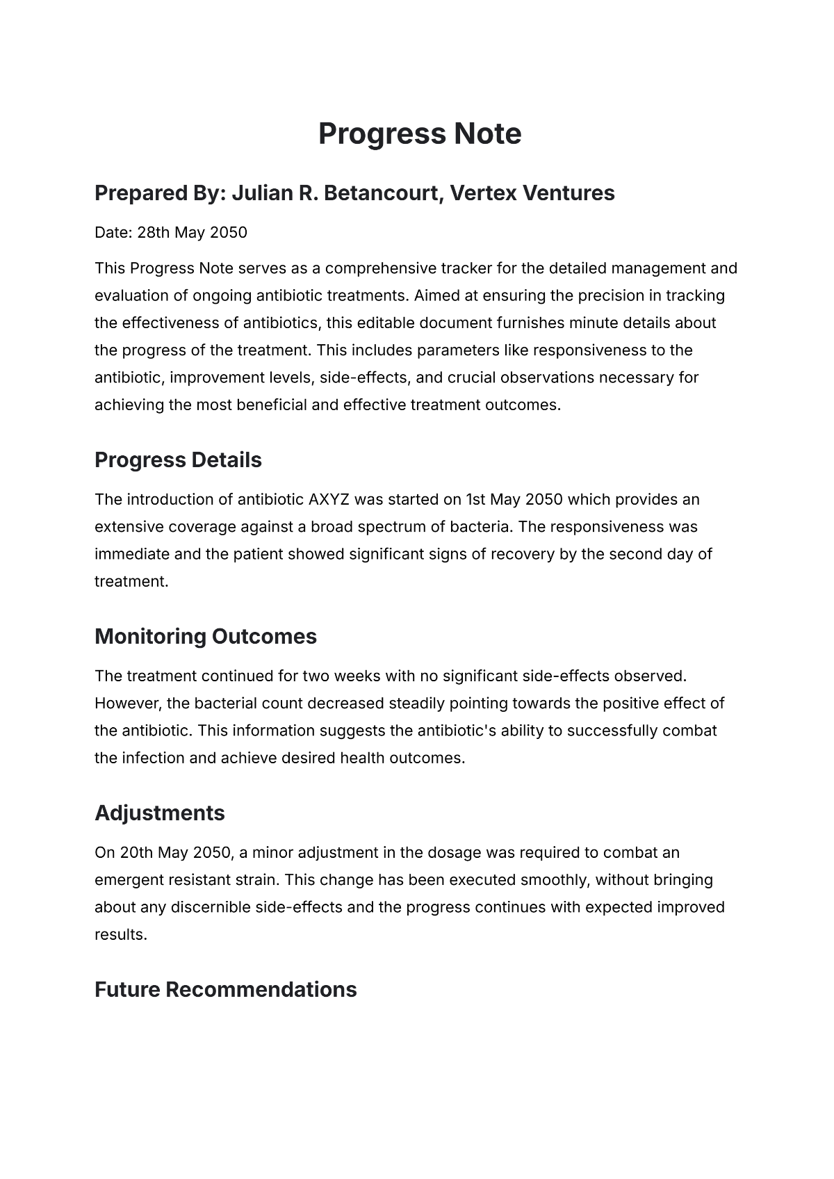 Free Antibiotic Progress Note Template to Edit Online