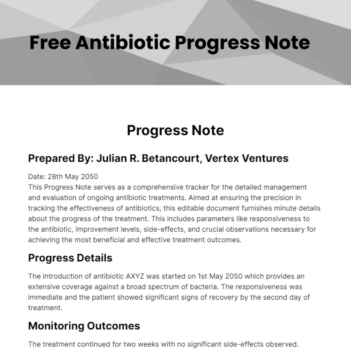 Antibiotic Progress Note Template