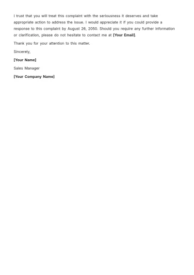 Free Formal Complaint Note Template to Edit Online