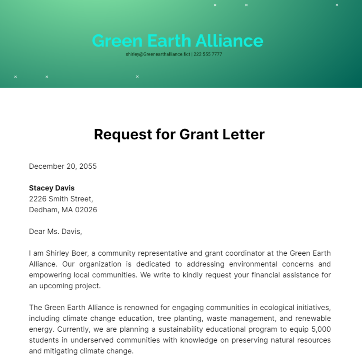 Free Request for Grant Letter Template