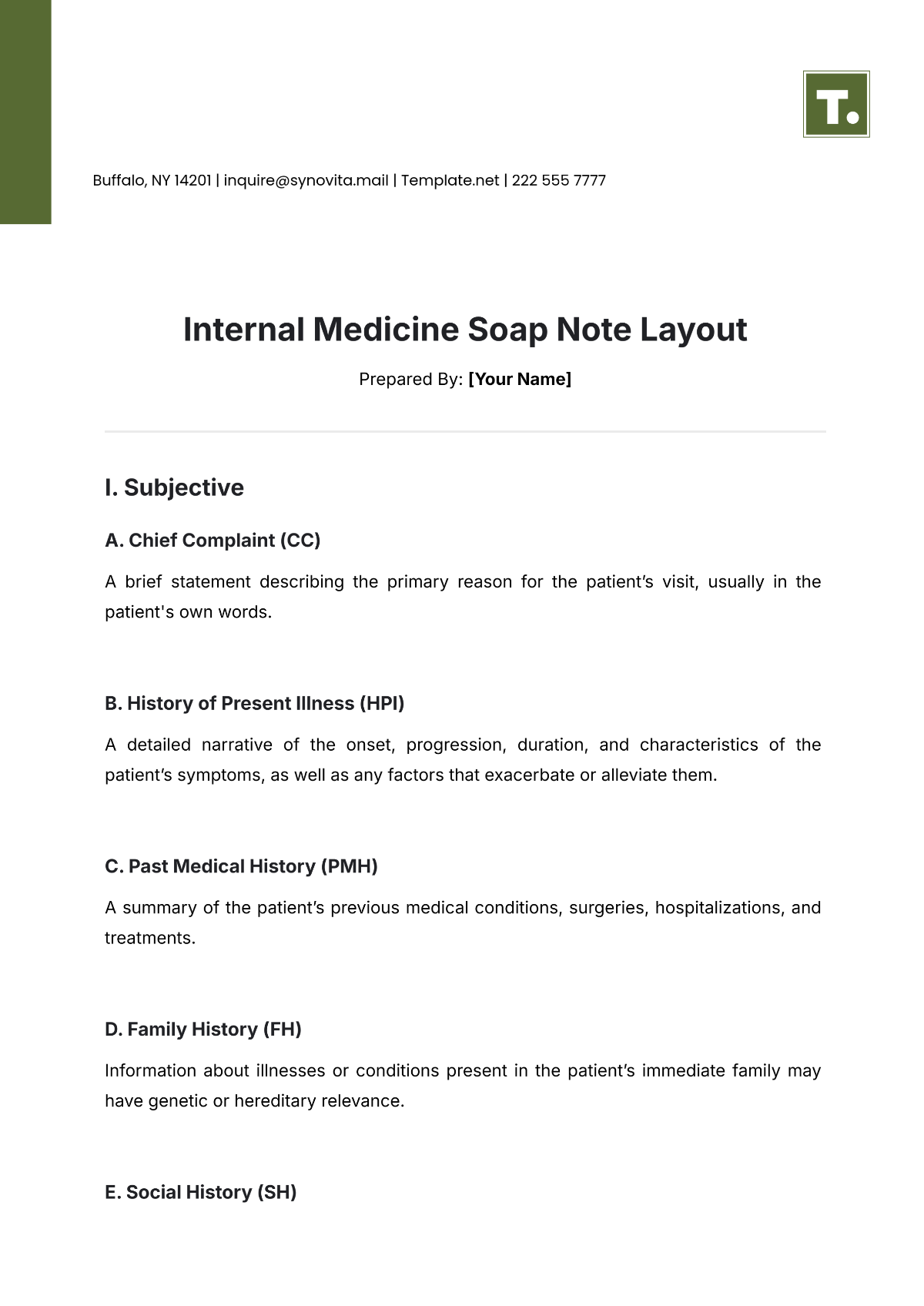 Internal Medicine Soap Note Layout Template - Edit Online & Download