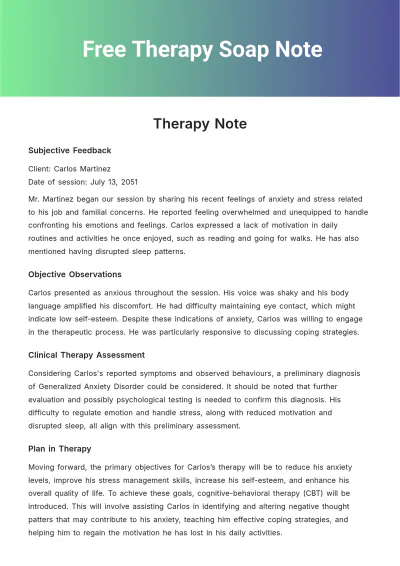 Free Therapy Soap Note Template to Edit Online