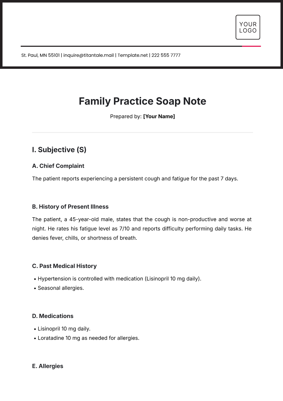 Family Practice Soap Note Template - Edit Online & Download