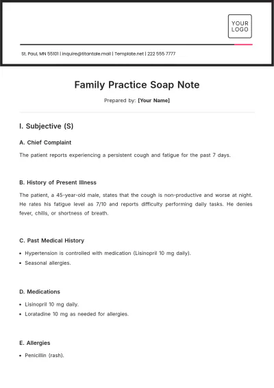 Free Family Practice Soap Note Template to Edit Online