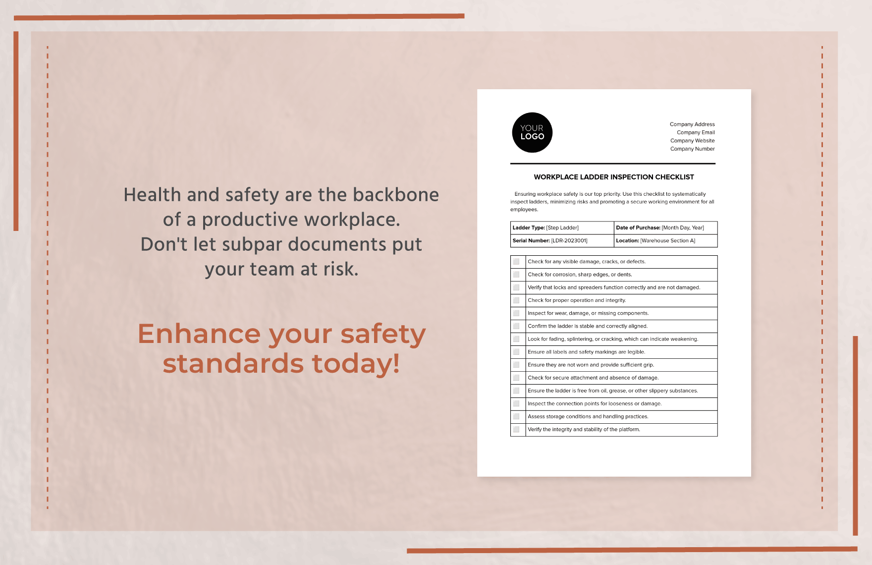 Workplace Ladder Inspection Checklist Template